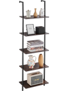 VEVOR Ladder Shelf, 5-Tier Bookshelf 17.3x11.8in, Open Wall-Mounted Ladder Shelf with Metal Frame,Storage Rack Sundries Holder for Kitchen Bedroom Bathroom Living Room, Black