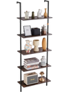 VEVOR Ladder Shelf, 5-Tier Bookshelf 24x11.8in, Open Wall-Mounted Ladder Shelf with Metal Frame,Storage Rack Sundries Holder for Kitchen Bedroom Bathroom Living Room, Black