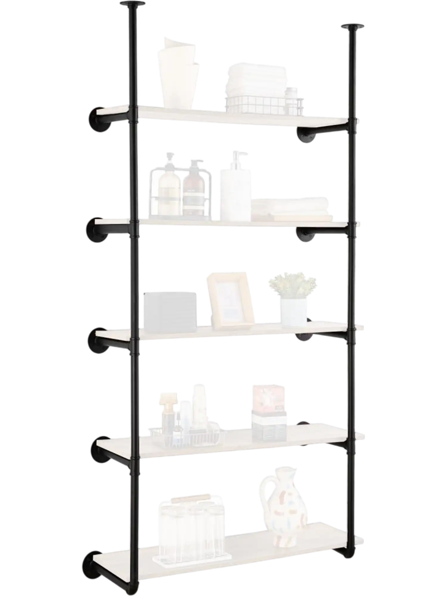 Vevor Pipe Shelf 5-Tier Wall-Mount Industrial Floating Shelves Bracket Set New