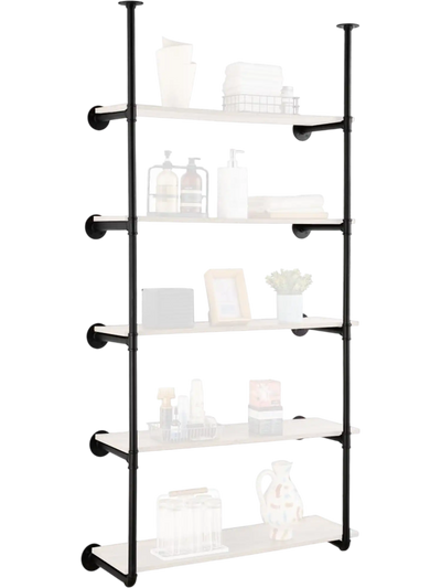 Vevor Pipe Shelf 5-Tier Wall-Mount Industrial Floating Shelves Bracket Set New