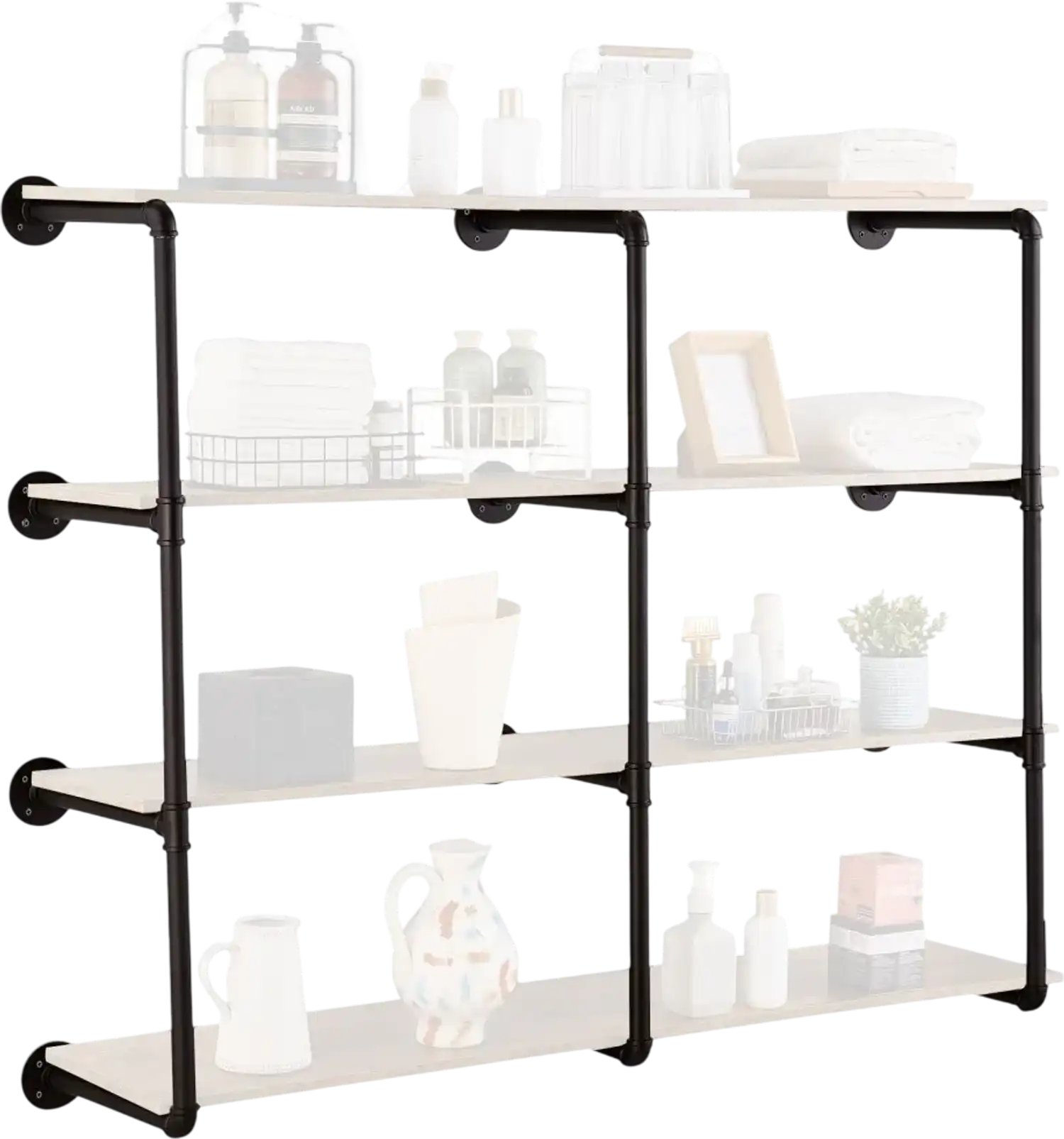 Vevor Pipe Shelf 4-Tier Wall-Mount Industrial Rustic Storage Bracket 11.8