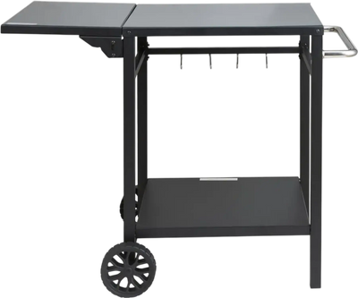 VEVOR Outdoor Grill Dining Cart with Double-Shelf, BBQ Movable Food Prep Table, Multifunctional Foldable Iron Table Top, Portable Modular Carts for Pizza Oven, Worktable with 2 Wheels, Carry Handle