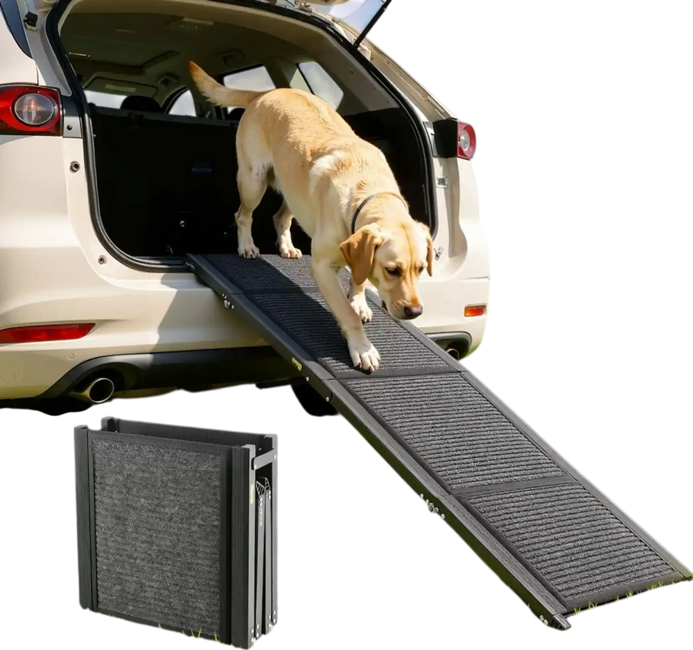 VEVOR Dog Ramp for Cars, 71" L x 17" W, Folding Pet Ramps for Medium & Large Dogs up to 250lbs, Pet Stair Ramp with Non-Slip Felt Rug Surface, Portable Outdoor Dog Car Ramps for SUV & Truck