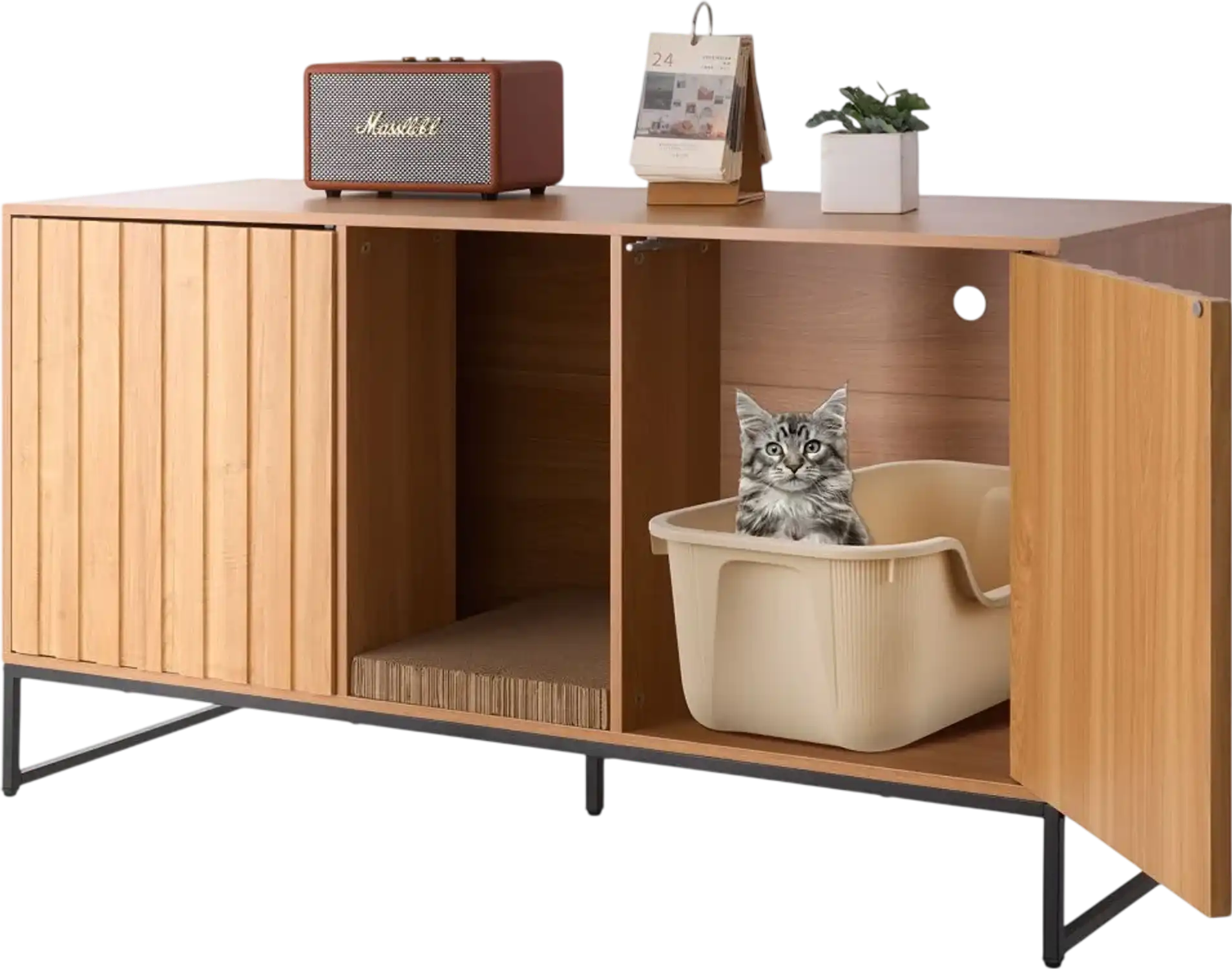 Vevor Cat Litter Box Enclosure Hidden Cabinet End Table 47.2