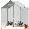 VEVOR Large Metal Chicken Coop,6.6 x 3.3 x 6.6 ft, Walk-in Chicken Run House with Waterproof Cover & Sturdy Frame, Spire Roof Poultry Cage Duck Pen for Rabbit Hen Goose Outdoor Backyard Farm Use