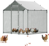 VEVOR Large Metal Chicken Coop 6.6x6.6x6.6 ft Walk-in Chicken Run House, Spire Roof Hen House Enclosure with Cover and Security Lock, Outdoor Duck Rabbit Cage Poultry Pen for Backyard, Farm, Yard