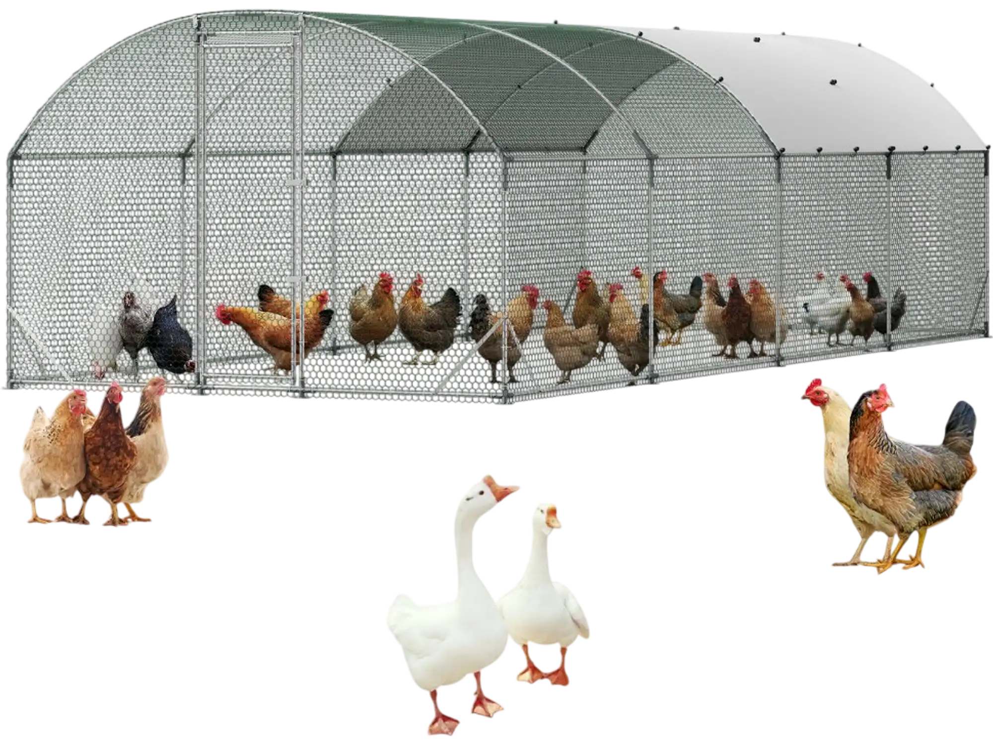 Vevor Chicken Coop Large 9 x 25 x 6.6' Walk-In Dome Roof Metal Run House New