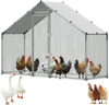 VEVOR Large Metal Chicken Coop,9.8 x 3.3 x 6.6 ft, Walk-in Chicken Run House with Waterproof Cover & Sturdy Frame, Spire Roof Poultry Cage Duck Pen for Rabbit Hen Goose Outdoor Backyard Farm Use