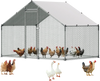 VEVOR Metal Chicken Coop, 9.8x6.5x6.5ft Large Walk-in Chicken Runs with Cover, Spire Roof Hen House Enclosure with Security Lock, Outdoor Duck Rabbit Cage Poultry Pen for Backyard, Farm, Yard