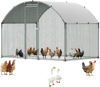 VEVOR Metal Chicken Coop, 9.8x6.5x6.5ft Large Walk-in Chicken Runs with Cover, Doom Roof Hen House Enclosure with Security Lock, Outdoor Duck Rabbit Cage Poultry Pen for Backyard, Farm, Yard