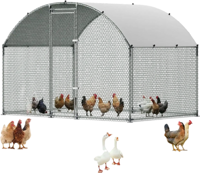 Vevor Chicken Coop 9.9' x 6.5' Walk-In Metal Run with Waterproof Cover New