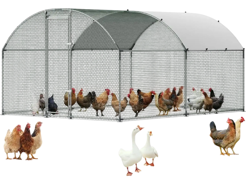 VEVOR Large Metal Chicken Coop 9.8x13x6.6 ft Walk-in Chicken Run House, Doom Roof Hen House Enclosure with Cover and Security Lock, Outdoor Duck Rabbit Cage Poultry Pen for Backyard, Farm, Yard Use
