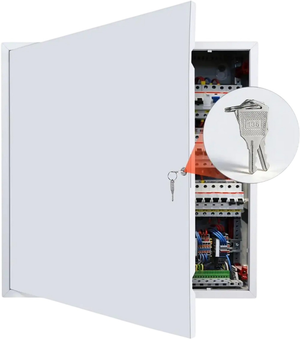 VEVOR Access Panel for Drywall, 25.2 x 25.2 in Galvanized Steel Access Door, Easy Install Hinged Service Panel with Key, for Ceiling Plumbing Electrical, 24.4 x 24.4 in Cutout Size, White