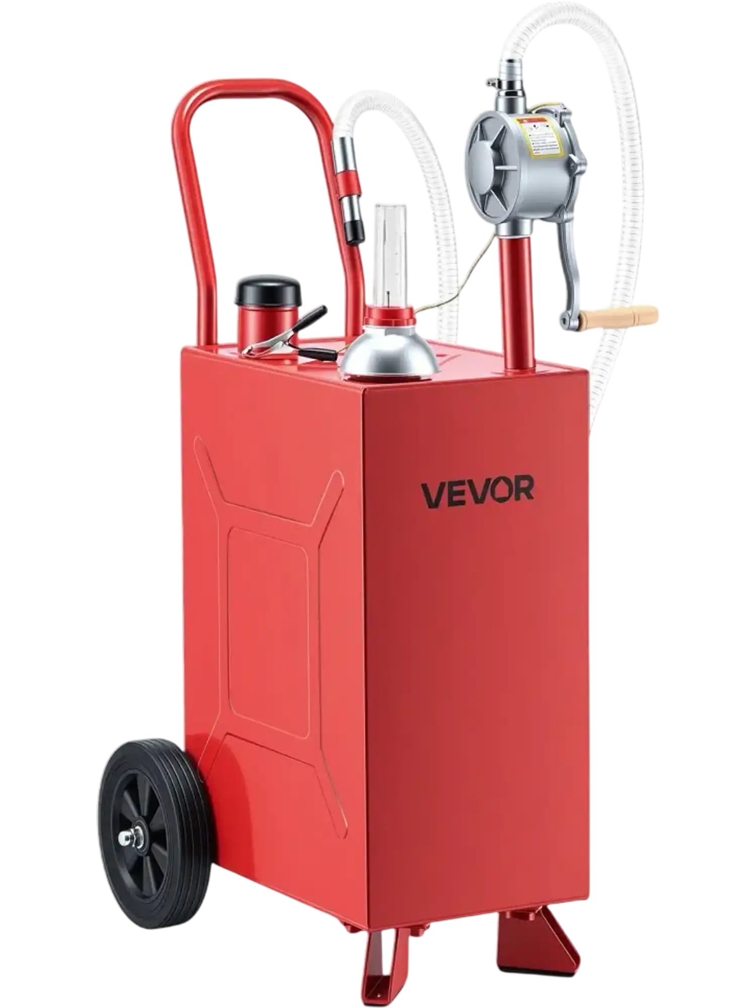 Vevor Fuel Caddy 15 Gallon Portable Fuel Transfer Tank with Manual Pump & Rolling Wheels New