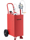 VEVOR 15 Gallon Fuel Gas Caddy, Carbon Steel, Portable Fuel Transfer Storage Tank with Manual Pump & Rolling Wheels, Gasoline Diesel Can Container, for Cars, Lawn Mowers, ATVs, Boats, Motorcycles, Red