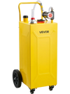 VEVOR 30 Gallon Diesel Caddy, Carbon Steel, Portable Diesel Transfer Storage Tank with Electric Pump, 4 Rolling Wheels, Transfer Can Container, for Tractors, Forklifts, Loaders, Farm Equipment, Yellow