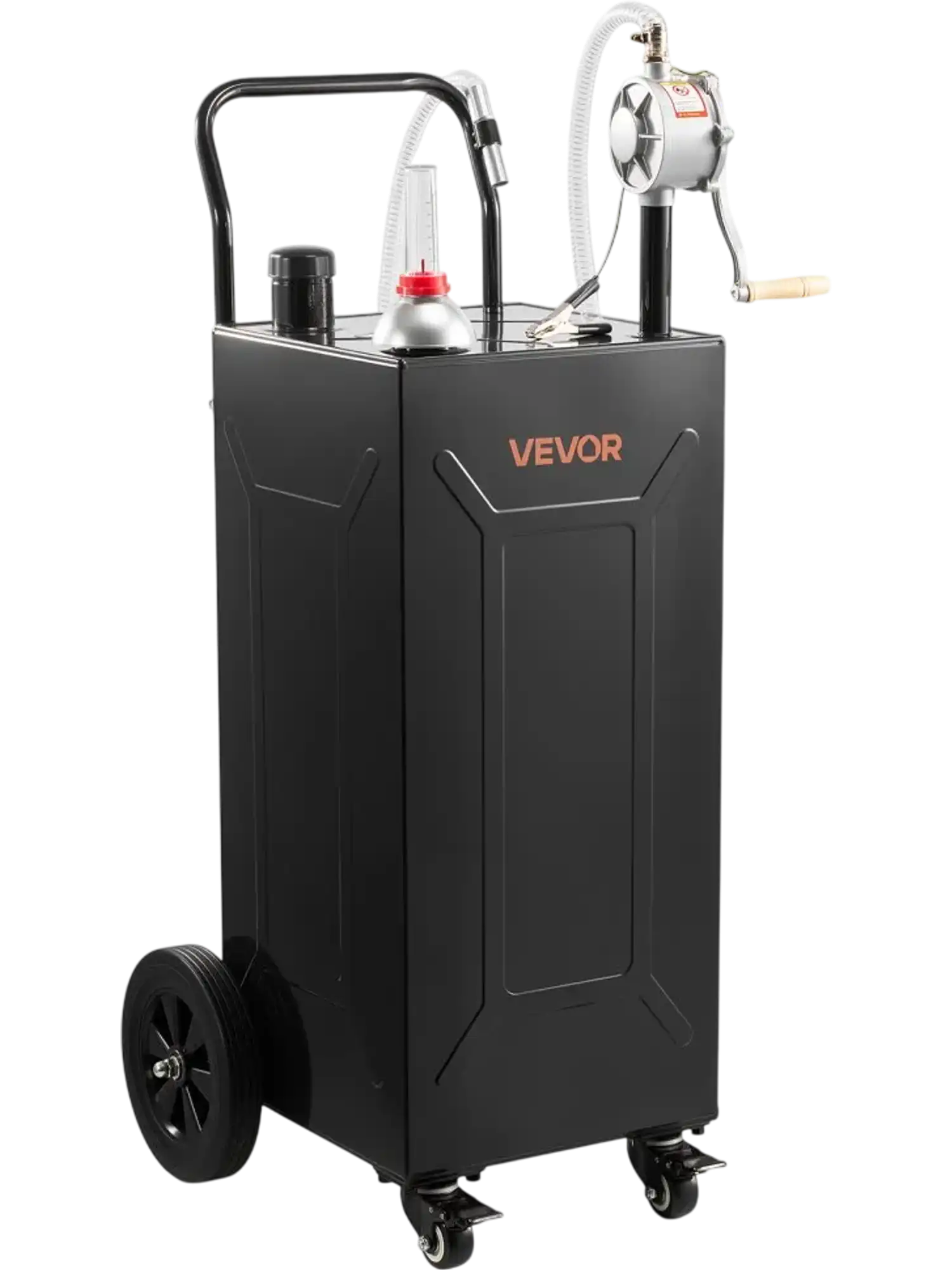 Vevor Fuel Caddy 35 Gallon Portable Fuel Transfer Tank with Manual Pump & 4 Wheels Black New