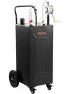 VEVOR 35 Gallon Fuel Gas Caddy, Carbon Steel, Portable Fuel Transfer Storage Tank with Manual Pump & 4 Wheels, Gasoline Diesel Can Container, for Cars, Lawn Mowers, ATVs, Boats, Motorcycles, Black