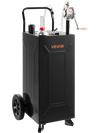 VEVOR 30 Gallon Fuel Gas Caddy, Carbon Steel, Portable Fuel Transfer Storage Tank with Manual Pump & 2 Wheels, Gasoline Diesel Can Container, for Cars, Lawn Mowers, ATVs, Boats, Motorcycles, Black
