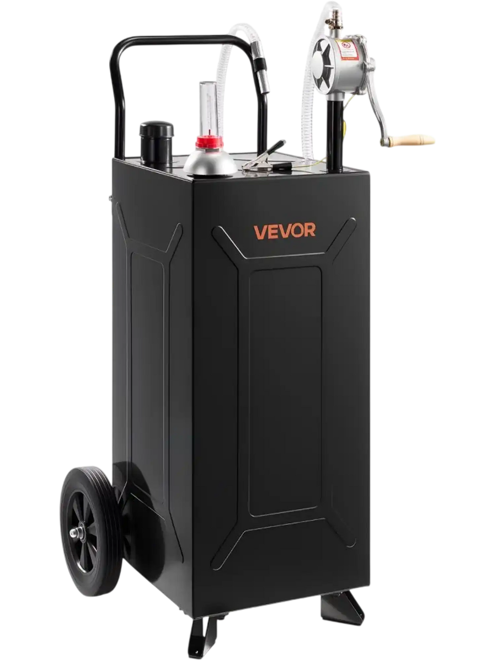 VEVOR 30 Gallon Fuel Gas Caddy, Carbon Steel, Portable Fuel Transfer Storage Tank with Manual Pump & 2 Wheels, Gasoline Diesel Can Container, for Cars, Lawn Mowers, ATVs, Boats, Motorcycles, Black