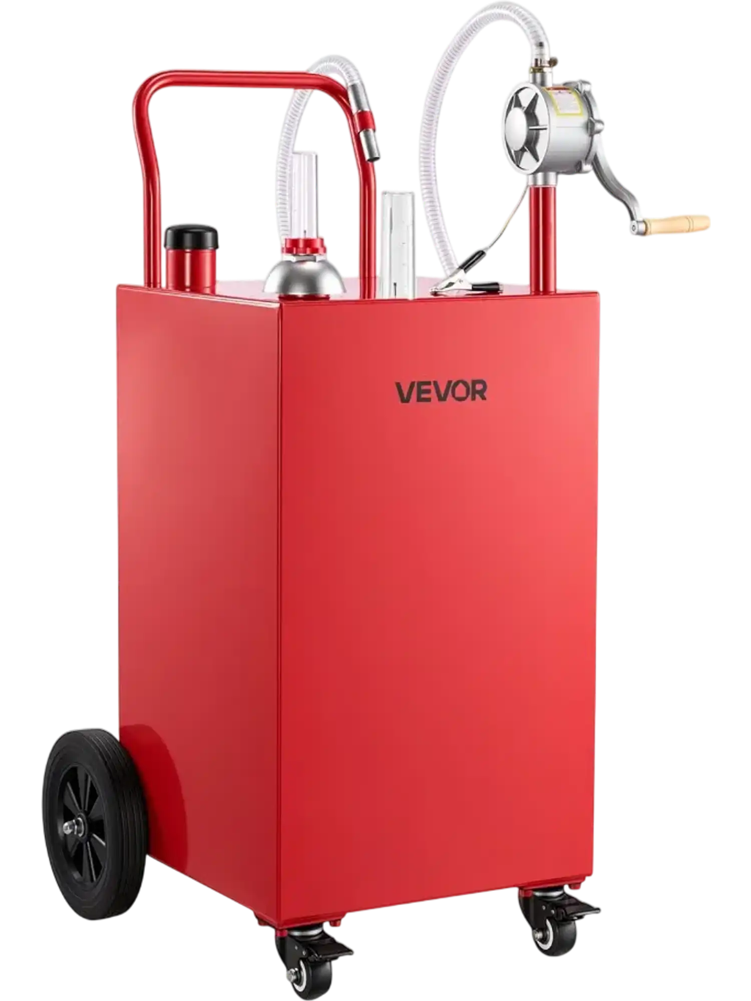 Vevor Fuel Caddy 40 Gallon Portable Fuel Transfer Storage Tank with Manual Pump and 4 Wheels Red New