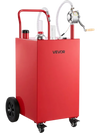VEVOR 40 Gallon Fuel Gas Caddy, Carbon Steel, Portable Fuel Transfer Storage Tank with Manual Pump and 4 Wheels, Gasoline Diesel Can Container, for Cars, Lawn Mowers, ATVs, Boats, Motorcycles, Red