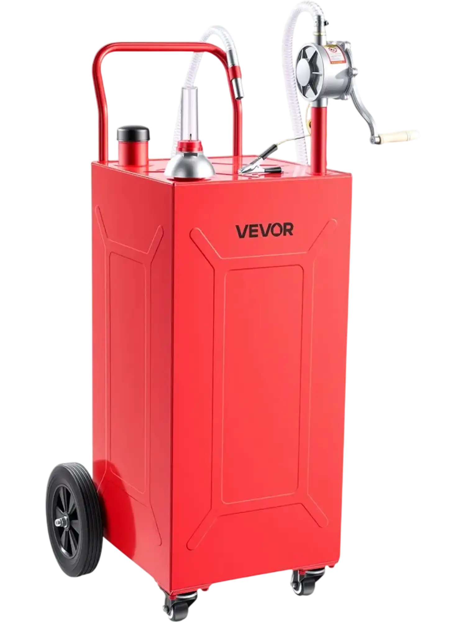 Vevor Fuel Caddy 35 Gallon Portable Fuel Transfer Storage Tank with Manual Pump and 4 Wheels Red New