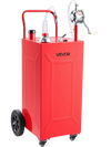 VEVOR 35 Gallon Fuel Gas Caddy, Carbon Steel, Portable Fuel Transfer Storage Tank with Manual Pump and 4 Wheels, Gasoline Diesel Can Container, for Cars, Lawn Mowers, ATVs, Boats, Motorcycles, Red