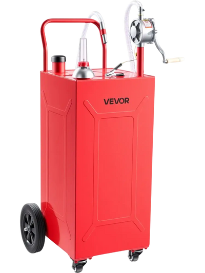 Vevor Fuel Caddy 35 Gallon Portable Fuel Transfer Storage Tank with Manual Pump and 4 Wheels Red New