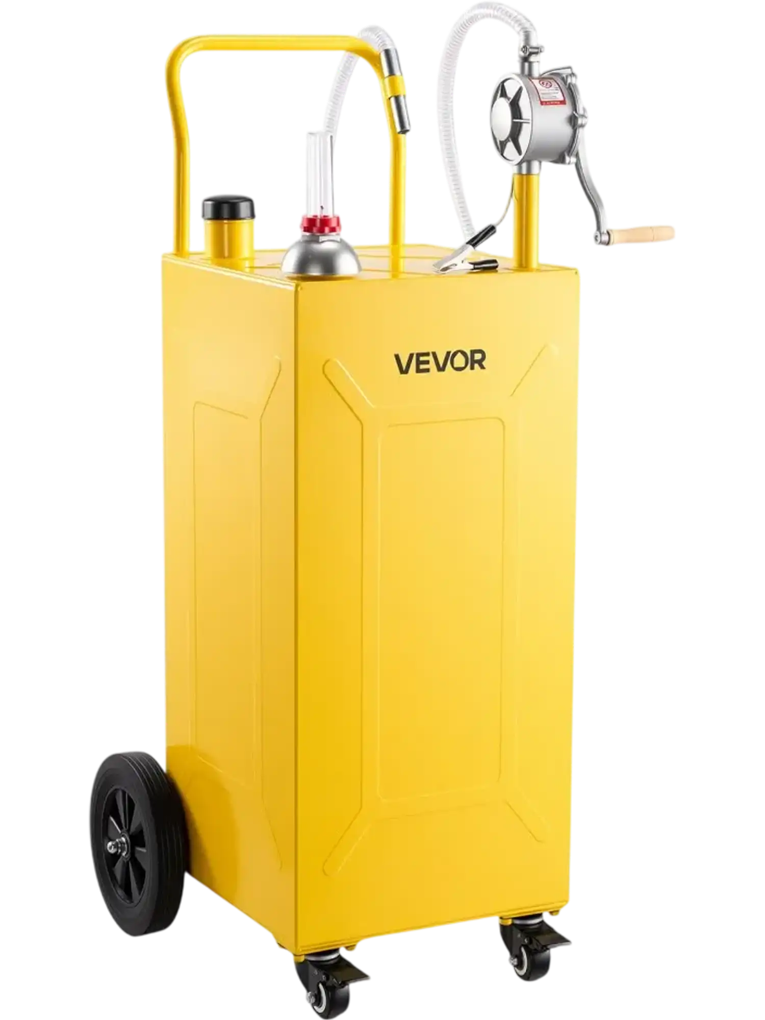Vevor Fuel Caddy 35 Gallon Portable Fuel Transfer Tank with Manual Pump & 4 Wheels Yellow New