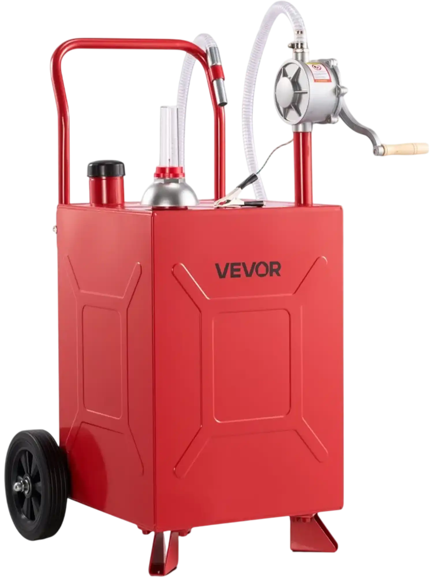 Vevor Fuel Caddy 20 Gallon Portable Fuel Transfer Tank with Manual Pump and Rolling Wheels Red New