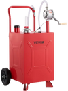VEVOR 20 Gallon Fuel Gas Caddy, Carbon Steel, Portable Fuel Transfer Storage Tank with Manual Pump & Rolling Wheels, Gasoline Diesel Can Container, for Cars, Lawn Mowers, ATVs, Boats, Motorcycles, Red