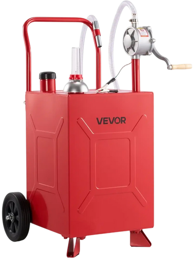 VEVOR 20 Gallon Fuel Gas Caddy, Carbon Steel, Portable Fuel Transfer Storage Tank with Manual Pump & Rolling Wheels, Gasoline Diesel Can Container, for Cars, Lawn Mowers, ATVs, Boats, Motorcycles, Red