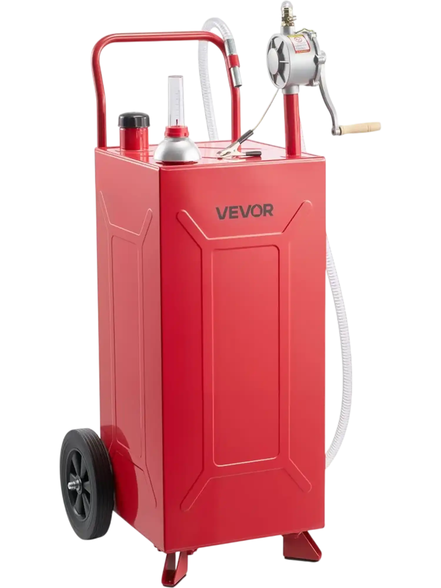 Vevor Fuel Caddy 30 gal Portable Carbon Steel Fuel Transfer Tank with Manual Pump and 2 Wheels Red New