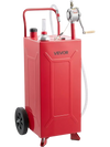 VEVOR 30 Gallon Fuel Gas Caddy, Carbon Steel, Portable Fuel Transfer Storage Tank with Manual Pump & 2 Wheels, Gasoline Diesel Can Container, for Cars, Lawn Mowers, ATVs, Boats, Motorcycles, Red