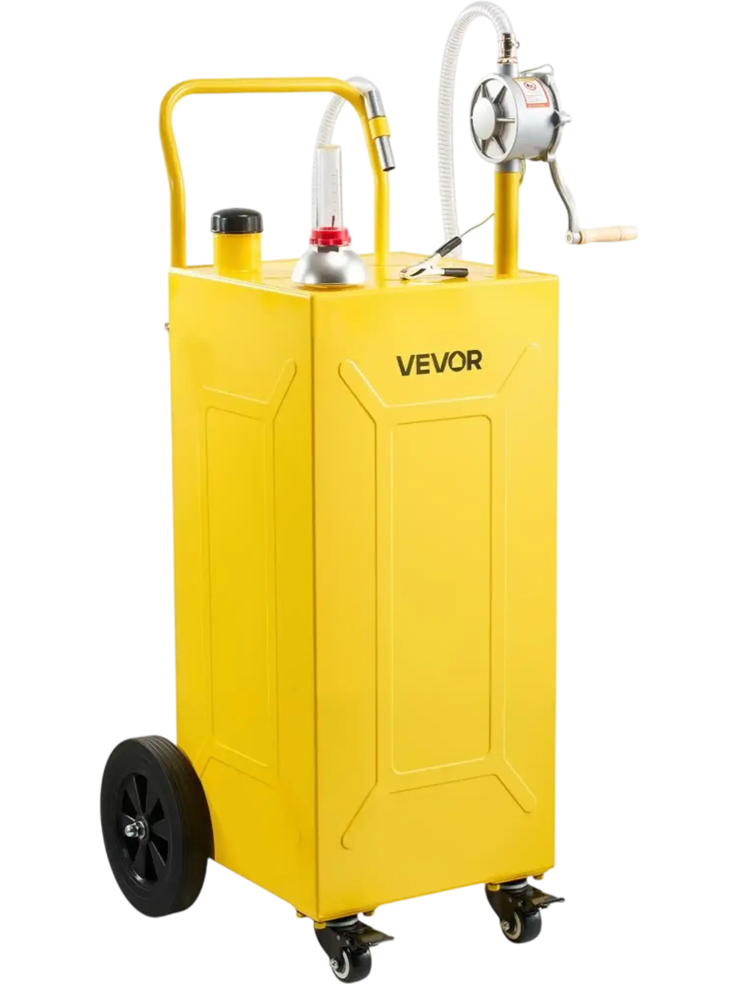 Vevor Fuel Caddy 30 Gallon Portable Fuel Transfer Tank with Manual Pump & 4 Wheels Yellow New