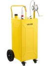 VEVOR 30 Gallon Fuel Gas Caddy, Carbon Steel, Portable Fuel Transfer Storage Tank with Manual Pump & 4 Wheels, Gasoline Diesel Can Container, for Cars, Lawn Mowers, ATVs, Boats, Motorcycles, Yellow