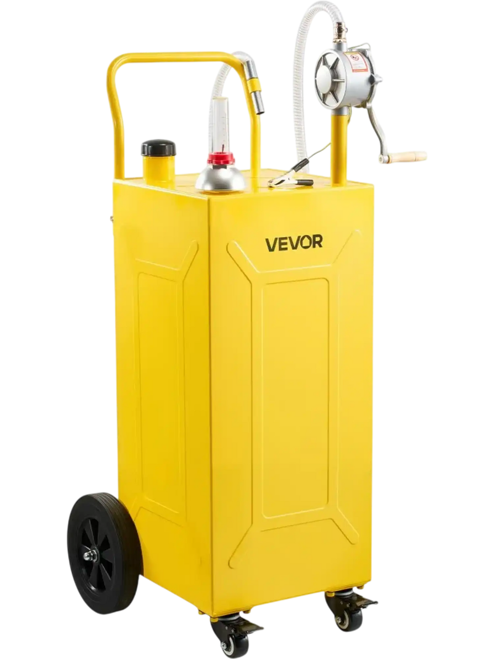 VEVOR 30 Gallon Fuel Gas Caddy, Carbon Steel, Portable Fuel Transfer Storage Tank with Manual Pump & 4 Wheels, Gasoline Diesel Can Container, for Cars, Lawn Mowers, ATVs, Boats, Motorcycles, Yellow