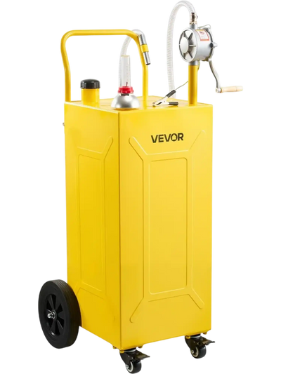 Vevor Fuel Caddy 30 Gallon Portable Fuel Transfer Tank with Manual Pump & 4 Wheels Yellow New