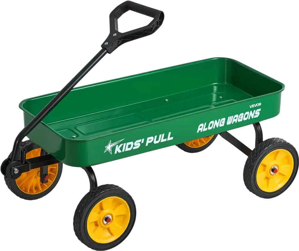 VEVOR Pull-Along Wagon for Kids, 39 inch Toddler Wagons, Supports up to 176 lbs, All-Terrain Wagons with Handle, Utility Wagon Cart Birthday Present for Kids Gardening Beach Camping, Green