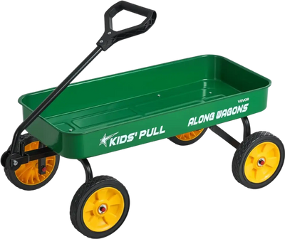 VEVOR Pull-Along Wagon for Kids, 39 inch Toddler Wagons, Supports up to 176 lbs, All-Terrain Wagons with Handle, Utility Wagon Cart Birthday Present for Kids Gardening Beach Camping, Green