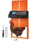 VEVOR Automatic Chicken Coop Door, Battery Powered Chicken Coop Door with Timer & Manual Setting, Anti-Pinch Security, Durable Aluminum Alloy, Chick Run Gate Opener with Waterproof Sealing, Orange