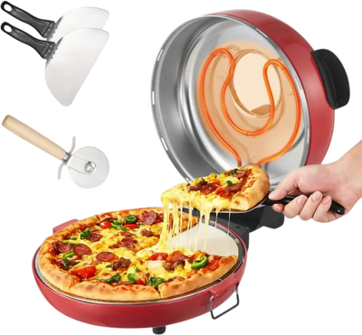 VEVOR Pizza Oven, 14 in Electric Pizza Maker, 1600W Electric Pizzas Cooker with Cordierite Stone, 5-Mode Temperature Control, Viewing Window for Precise Cooking, Heats up to 698 ˚F, for Home Kitchen