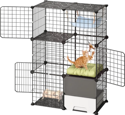 Vevor Cat Cage 3-Tier Indoor Playpen with Litter Box 28