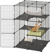 VEVOR Cat Cage 3-Tier 27.99"x27.99"x40.98" DIY Cat Playpen with Hammock, Indoor Enclosure Detachable Metal Wire Kennel Crate, Large Exercise Place Ideal for 1-2 Cats, Kittens and Small Animals, Black