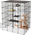 VEVOR Cat Cage 5-Tier 55"x40.98"x68.98" DIY Cat Playpen Indoor Enclosure, Detachable Metal Wire Kennel Crate with 5 Doors, Large Exercise Place Ideal for 2-3 Cats, Kittens and Small Animals, Black