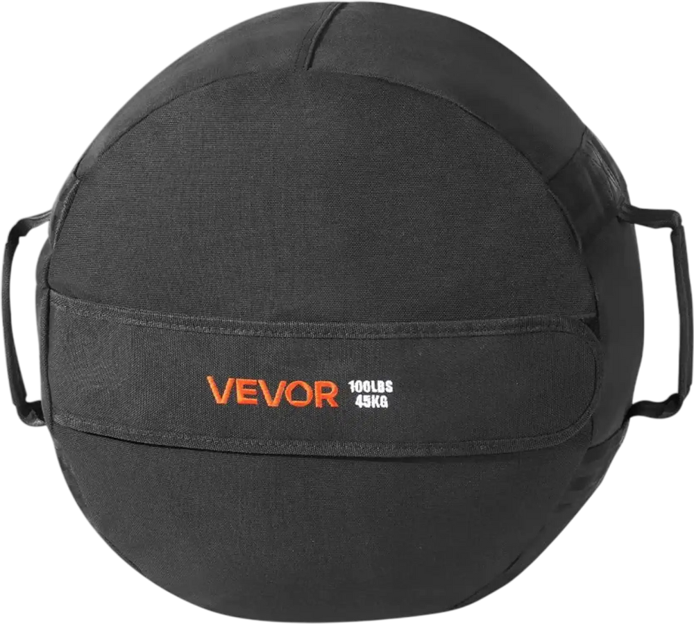 VEVOR Workout Sandbag, Heavy Duty Workout Power Bags with Handles, 100 lbs/45 kg Slam Bag for Fitness Strength Weight Training Cross-Training, Home Gym Exercise, Black (Unfilled)