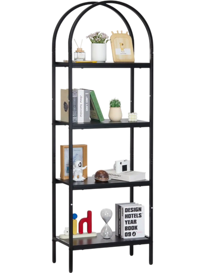 VEVOR Metal Bookshelf, 4-Tier Arched Industrial Bookshelf, Small Rustic Vintage Storage Bookcase with Open Shelves, Freestanding Display Shelving Unit Storage Rack, for Living room, Bedroom & Office