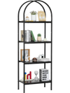 VEVOR Open Bookshelf, 4-Tier, Arched Bookcase Storage Shelves with Metal Frame, Industrial Metal Book Organizer, Freestanding Display Rack Tall Shelving Unit, for Office, Bedroom, Living Room, Black