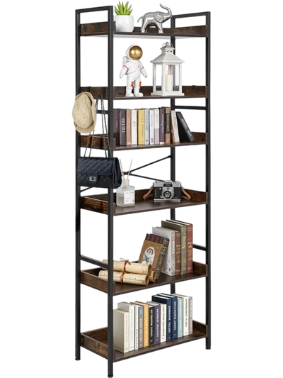 Vevor Bookshelf 6-Tier Industrial Vintage Ladder Shelf New